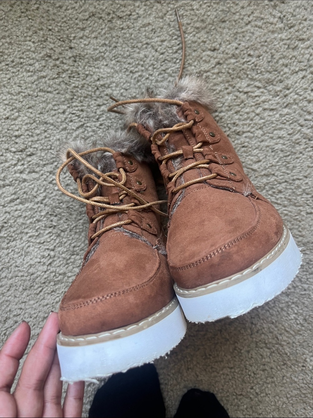 justfab reegan faux fur lace up boot - Picture 8 of 11